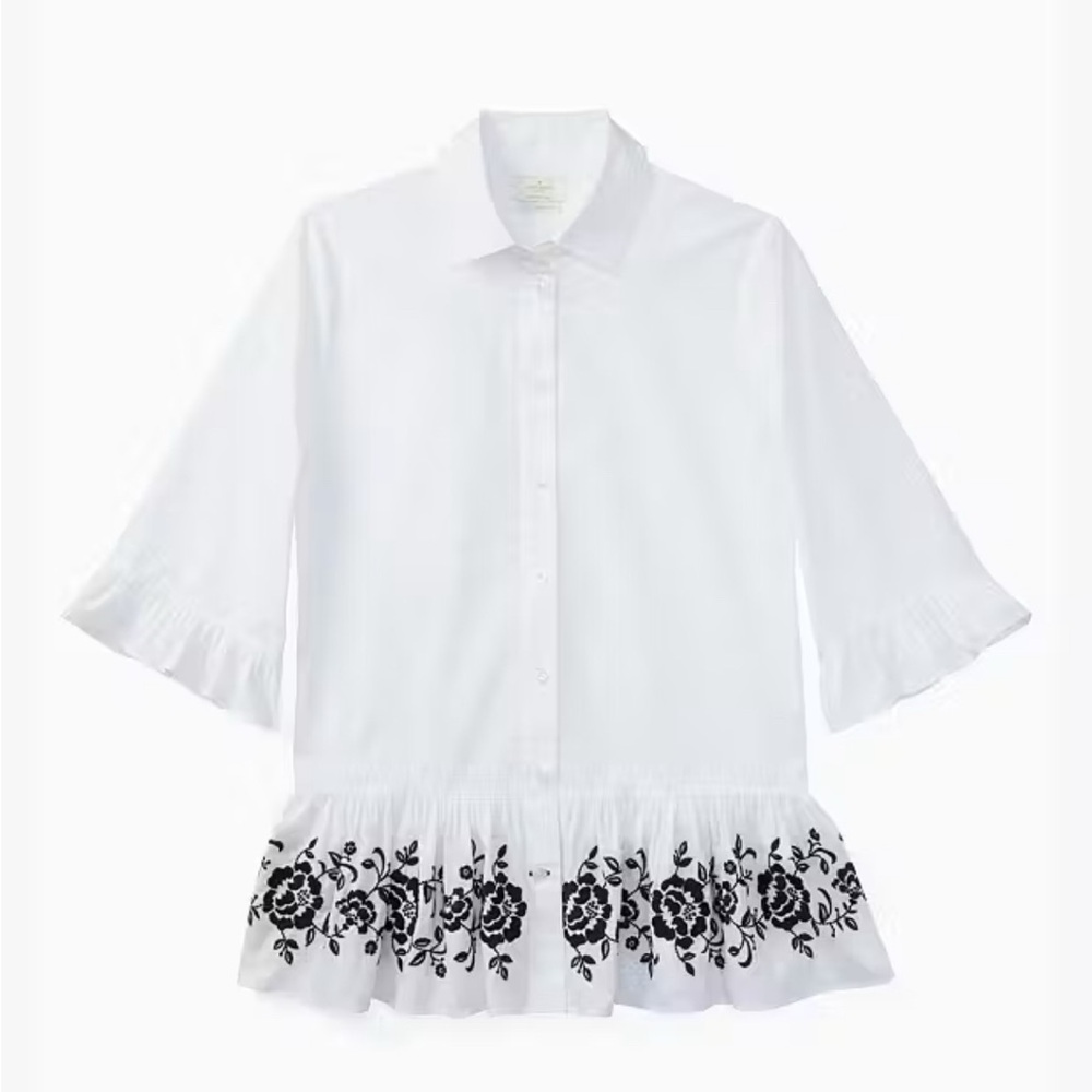 Kate Spade Broome Street Short Sleeve Embroidered Top in size Small